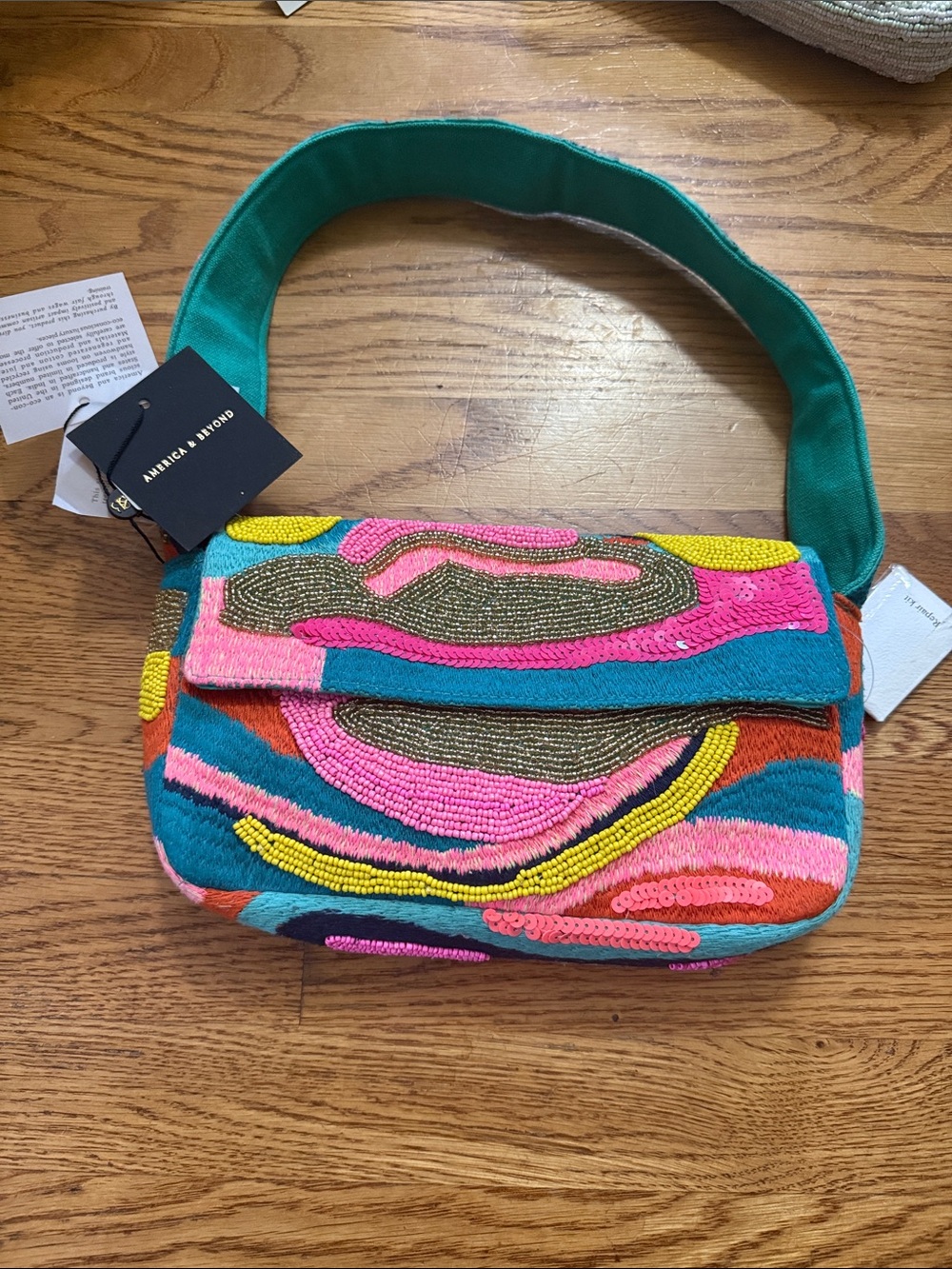 America &Beyond Multicolor Beaded wave Shoulder Bag - NWT